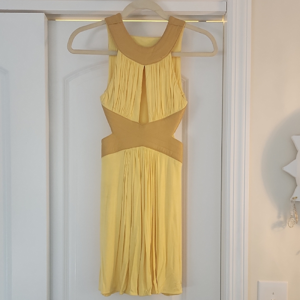 Sky Pastel Yellow Cutout Mini Dress